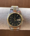Seiko Ladies Watch 24mm Two Tone Black Dial Day Date New Battery