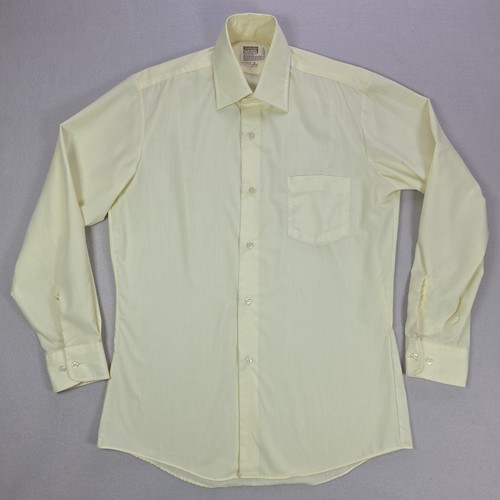Vintage 70s Montgomery Ward Leisure Button Up Shirt Size 15-32/33 Butter Yellow - Picture 4 of 20