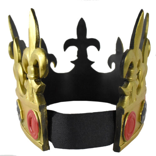 Gold Foam Rubber Royal Costume Prop Accessory Tiara Crown With Red & Black Gems - Picture 2 of 5