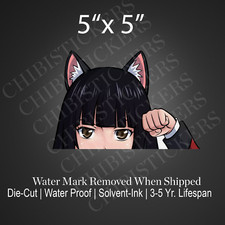Calcomanía impermeable de vinilo Kakegurui Yumeko Neko Gatito Orejas de gato Peeker Weeb