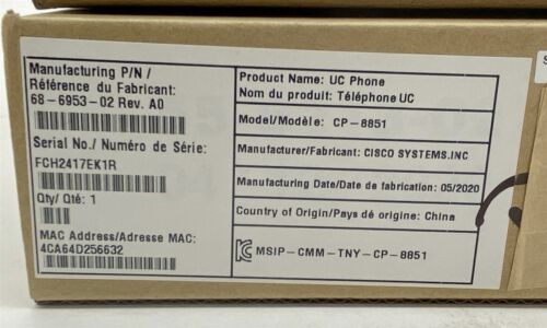 Cisco 4*CP-8841 1*CP-8851 IP VOIP Office Business Color Display Phone LOT 5 NEW - Picture 1 of 11