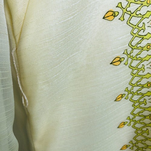 Vtg 70s Alfred Shaheen Hawaiian Maxi Hostess Dress Size 12 Yellow Roses Belted - Picture 9 of 19