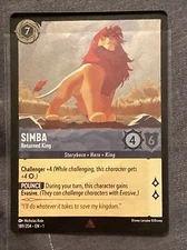 Simba Returned King 189/204 Cold Foil Disney Lorcana: TGC Error Card/miscut