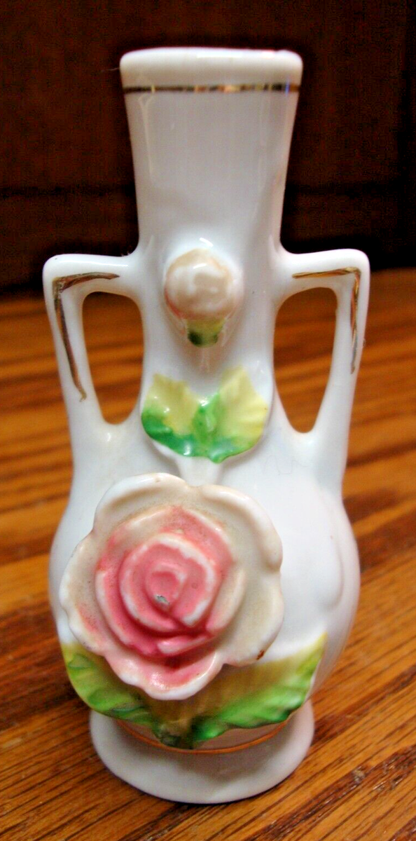 Bud Vase~ Occupied Japan Pink Rose Floral Mini Small Decor~Stamped
