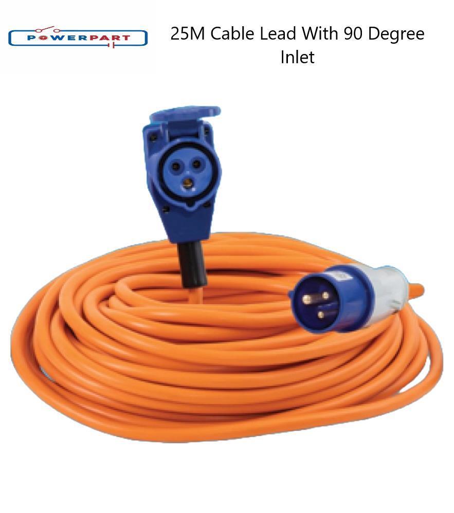 Powerpart 25m Mains Hook up Shoreline Boat Cable Lead 90 Degree Inlet PO106N