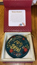 World Market Pier Place Christmas All is Merry And Bright Li Bien Disc Ornament