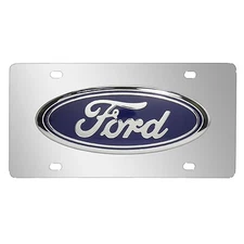 Ford 3D Logo in Super Size Chrome Stainless Steel License Plate, Made in USA