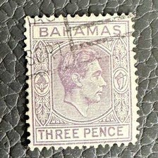 1938 BAHAMAS  ~ King George V ~ Three Pence Stamp