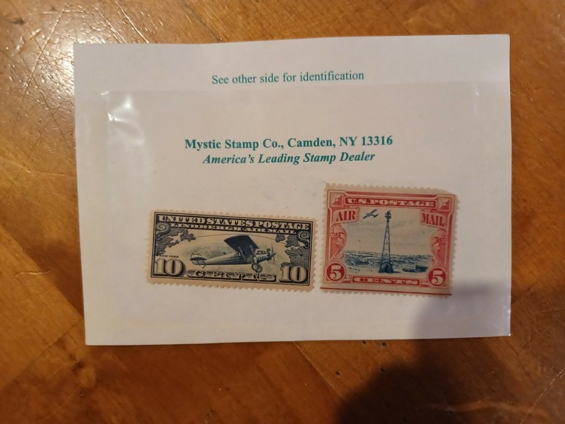 1927 & 1928 c10-c11 Airmail Stamps VF. with Mounts (Lindbergh & Beacon on Rocky 