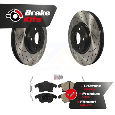 Front Drill Slot Brake Rotor Ceramic Pad Kit For 2013-2020 Ford Fusion SE Hybrid
