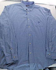 Chaps Shirt Mens 1X Blue Striped Long Sleeve Button Down Navy White Dress Shirt