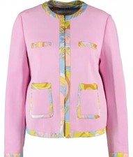 Emilio Pucci Pink Contrast Lined Fitted Blazer Jacket Size 42 Bnwt