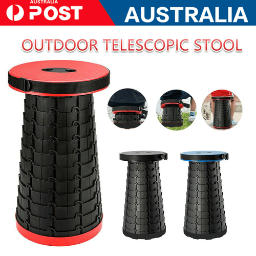 Portable Retractable Telescopic Folding Stool Seat Camping Fishing Travel Chairs - Picture 2 of 18