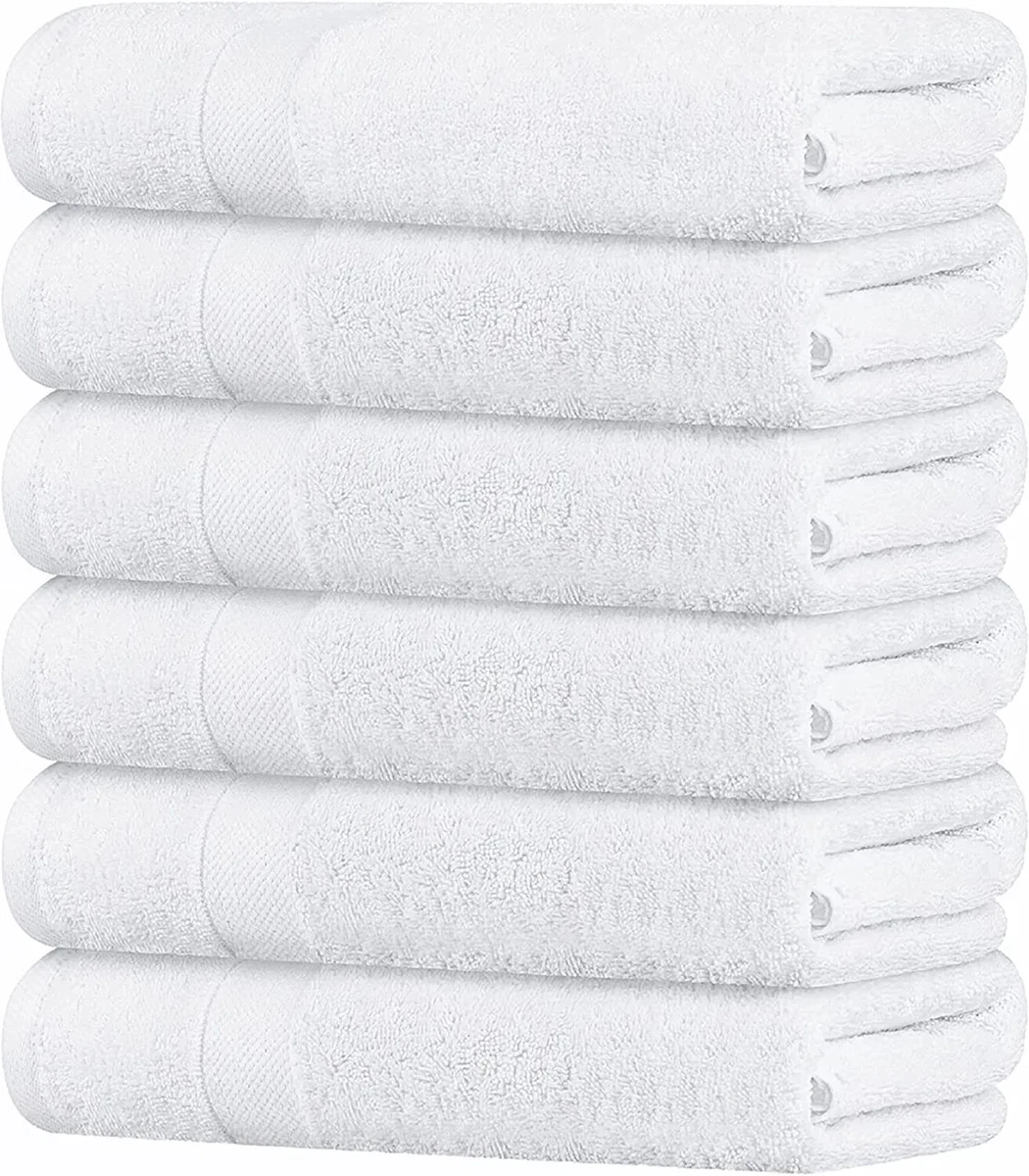 Small Bath Towels White Lightweight 100% Cotton Bathroom Towels for Kids/  Adults