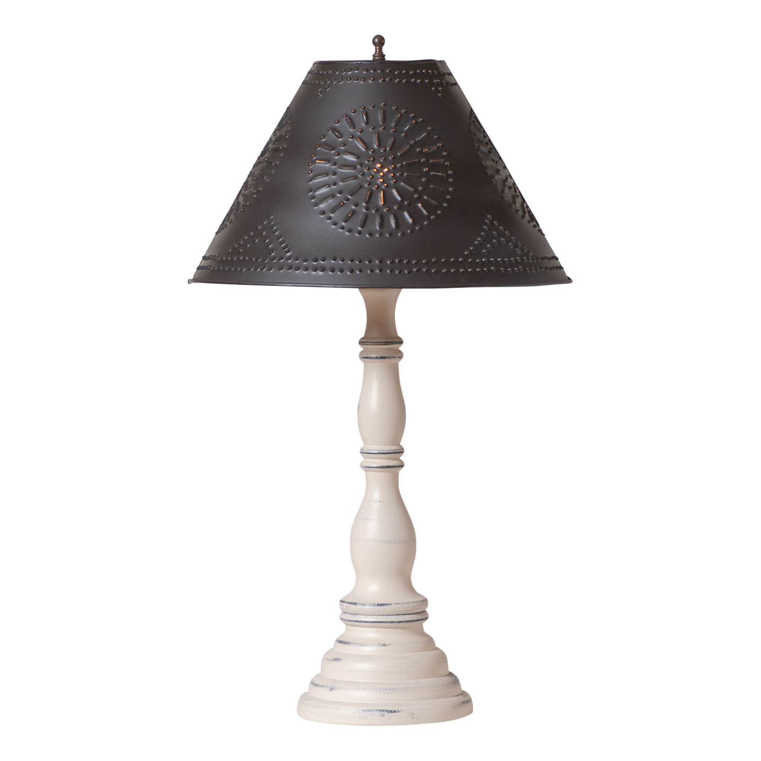 Davenport Table Lamp in Rustic White - Metal Tapered Shade - Tinware