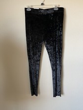 Velour Women  s Black Full Length Velvet Leggings s M