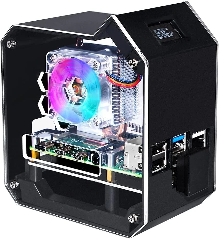 Enhance Raspberry Pi with Mini Tower NAS Kit, SSD Expansion & RGB Cooling - Image 3 of 4