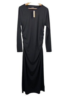 crepe jersey ruched dress J.Crew Long-sleeve in black minimalist black sz L Magda butrym