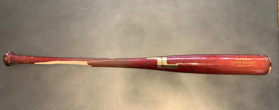 Bate de Béisbol Xander Bogaerts Juego Usado Auto Roto Medias Rojas Padres JSA Anderson Foto 2 de 4