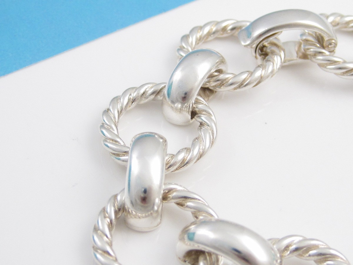 Tiffany & Co RARE VINTAGE HUGE Silver Round Rope Link Bracelet