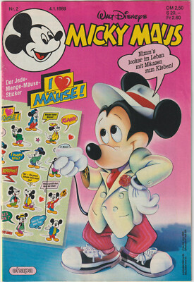   Micky Maus #2/1989 + Beilage (I  Mäuse Sticker), Ehapa COMICHEFT TOP Z1