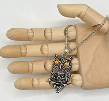 Viking Tribal Pagan Owl Head Skull Pendant Necklace Stainless Steel + GIFT BAG
