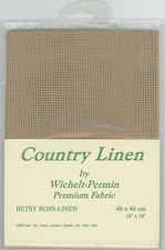 Wichelt Permin 16 count Betsy Ross Linen 18" x 18" Natural Brown Cross Stitch