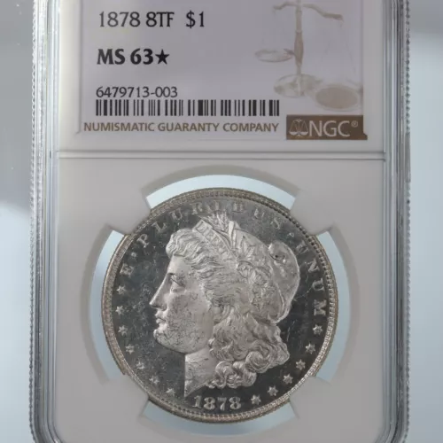 1878 8TF Morgan $1 NGC Certified MS63* MS 63 Star Grade