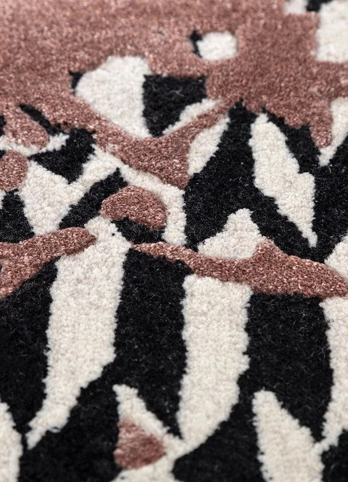 Hand Tufted Modern Burnt Black/White Premium Quality 100 % NZ Wool Area Rug - Image 3 of 4