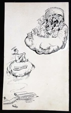 CURTISS WRIGHT AIRPLANE Vintage CARTOON Ink Drawing ILLUSTRATION ART by TABLER