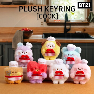 BTS BT21 Official Goods minini Plush Keyring COOK Ver + Tracking Number