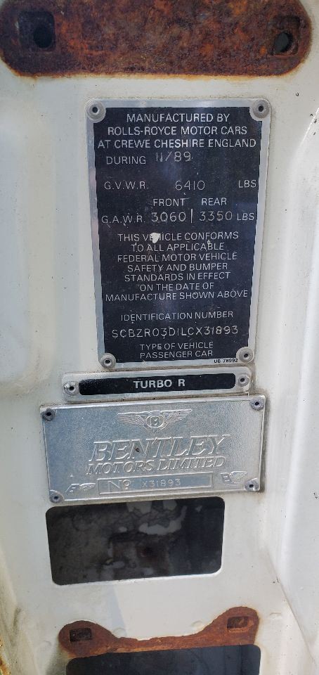 Bentley Turbo R 1990 Left Body White