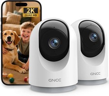2K Indoor Security Camera Pan Tilt Baby Pet Monitor Night Vision 2 Pack WiFi