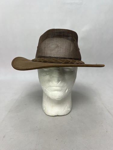MINNETONKA Air Flow Hat Genuine Leather Brown Size Medium