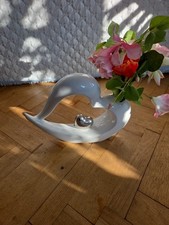 Dekofigur Keramik silber weiß glänzend 35 cm Luxus edel 