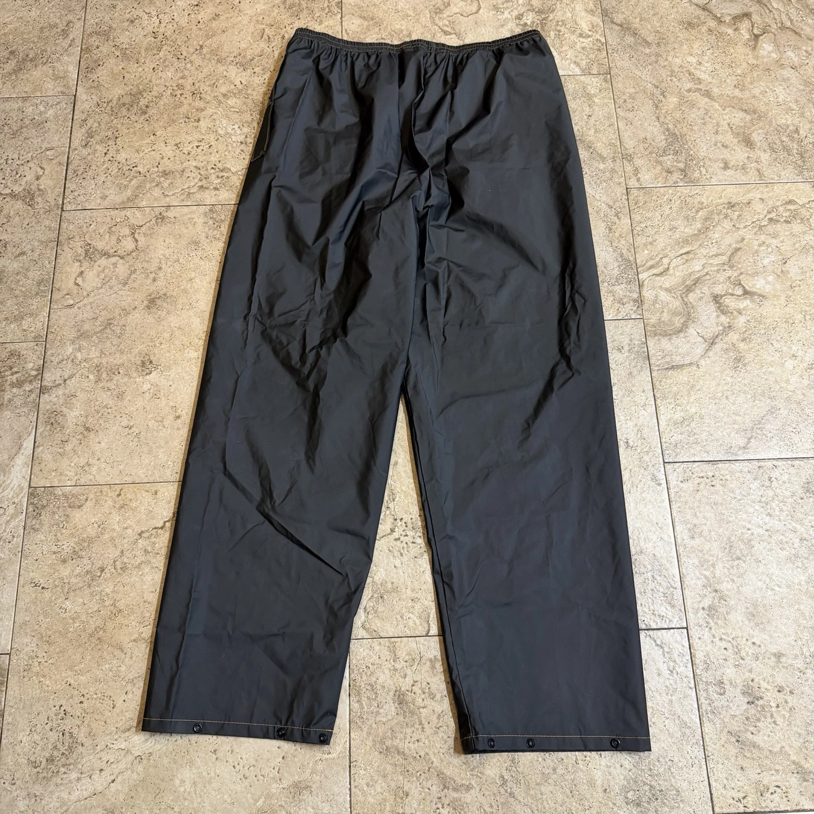 Vintage Columbia Rain Pants Mens XL Black Elastic Waist Waterproof Nylon Hiking