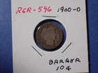 A Lot of one silver Barber dime dated 1900-O Good Cond set RGR 596