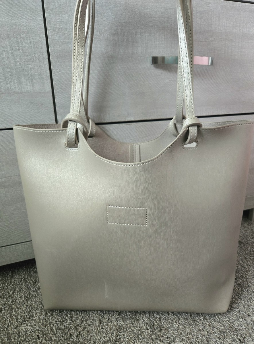 NEIMAN MARCUS champagne shimmer faux leather tote bag View 2