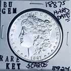 1887 S BU GEM MORGAN SILVER DOLLAR UNC MS+++ U.S. MINT RARE KEY COIN 8924