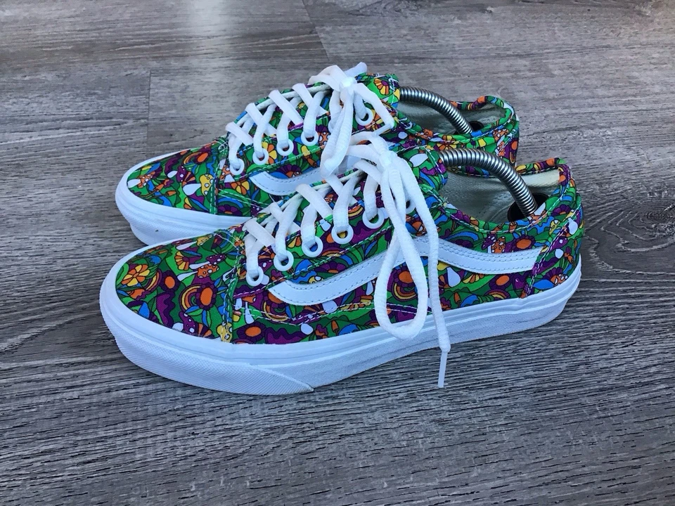 Vans Womens Size 7 Old Skool Shoes Psychedelic Floral & Mushroom Print Canvas - Image 4 of 4