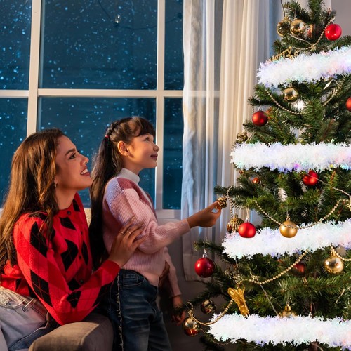 33 Feet Christmas Tinsel Garland with Garlands Glitter Twist Tree Wide & LIGHT - Picture 6 of 10