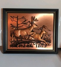 Vintage 3D Copper John Louw Color Deer Scene ...