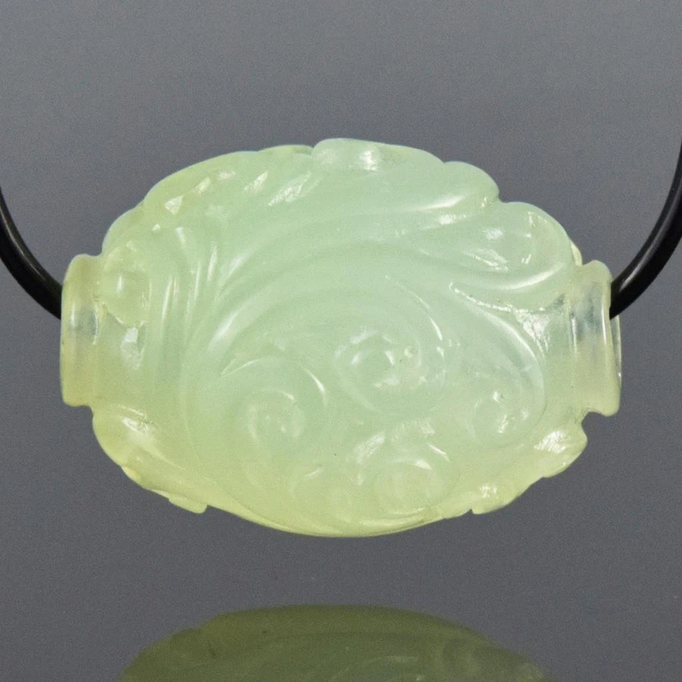 Piedra preciosa crisoprasa tallada con cuentas focales diseño acanto ovaladas de 19,27 mm 3,35 g Foto 3 de 4