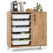 Buffet Cabinet Sideboard w/ Storage, Coffee Bar Cabinet w/ 5 Removable Drawers