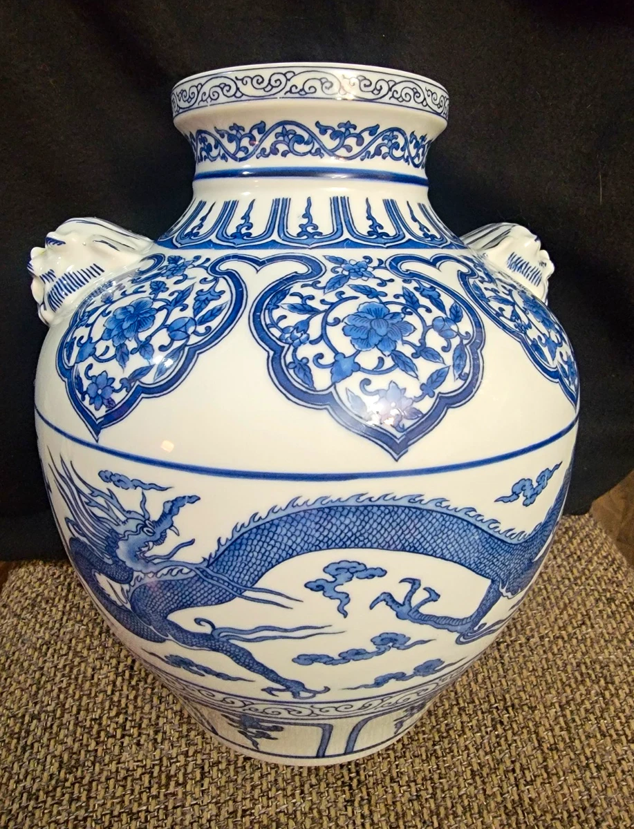 蓝色中国古董花瓶| eBay