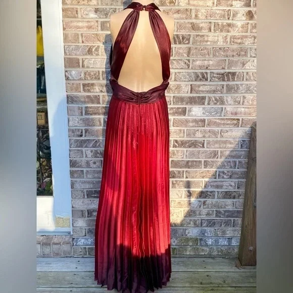 Vestido de graduación gótico Ombré rojo/borgoña y negro 1996 vintage para mujer talla 14 Foto 4 de 4