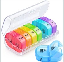 Multicolor 7 Day Am/pm Pill Case Organizer