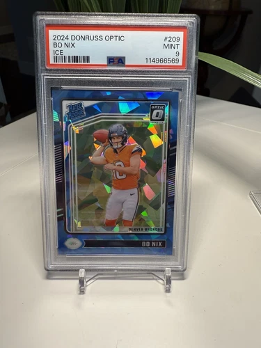 2024 Optic Bo Nix Rated Rookie Optic Blue Cracked Ice 4/15 PSA 9 Broncos 🔥