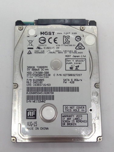 HGST **HTS725050A7E630** 500GB ** SATA HDD Notebook 2,5 Zoll #NFP1796