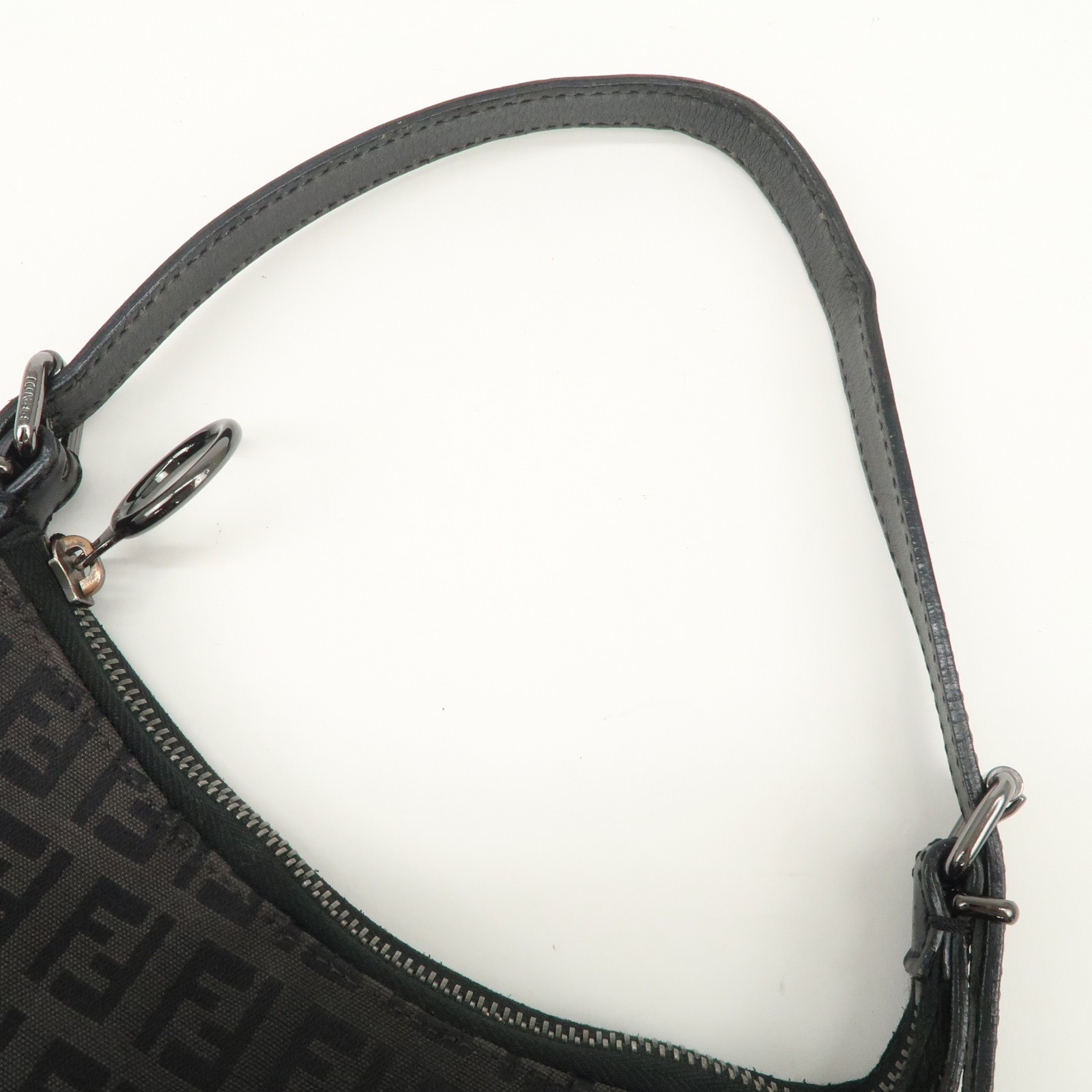 FENDI Zucchino Canvas Leather Black Messenger Pochette Mini Bag Pre-owned Auth image 7